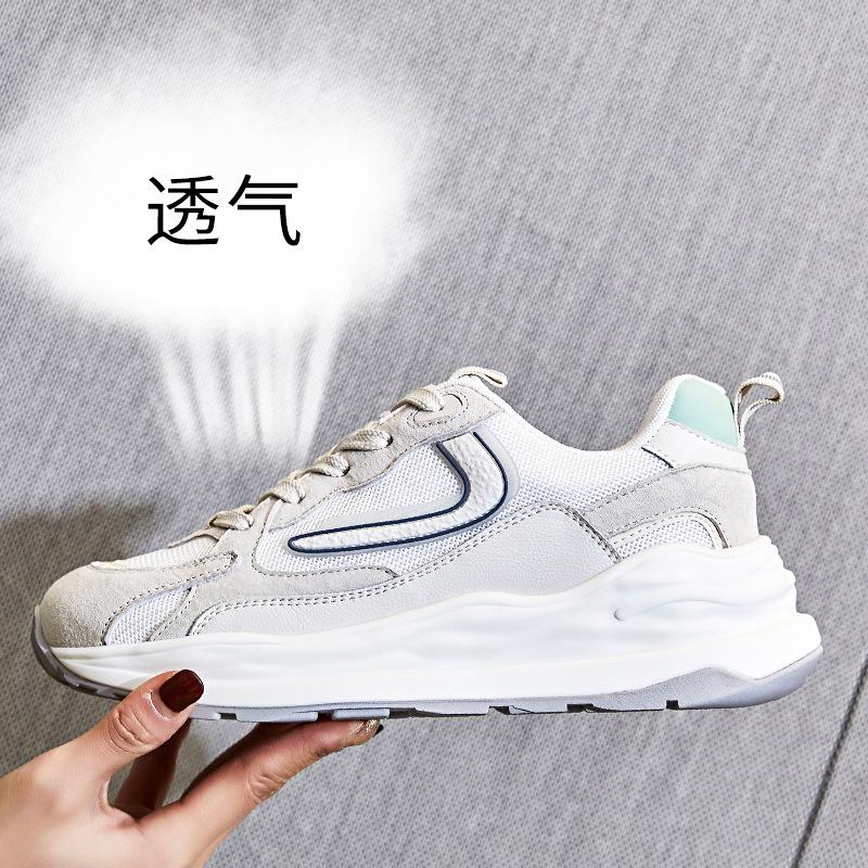 

Кроссовки женские с подошвой из присоски и пленкой, весна 2025, новые туфли для папы из свиной кожи первого слоя, спортивная обувь из сетки на платформе, женская обувь из натуральной кожи 40