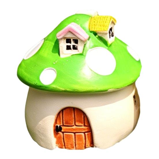 Mini houbový dům Figurka Miniaturní doplňky pro pohádkovou zahradu Malá pryskyřičná chaloupka Soška pro DIY Terárium Mechový krajinný květináč Bonsaj Dekorace