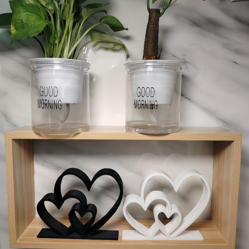 2pcs Romantic Couple Statues - Minimalist Heart-Shaped Matching Figures, Plastic Love Sculptures Suitable for Home Decor, Wedding, Anniversary Gifts