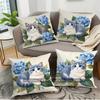 Cute Blue Kitten Hydrangea Throw Pillow Covers Pattern Cushion Cover Suitable For Sofa Bedroom Car Pillow Cover