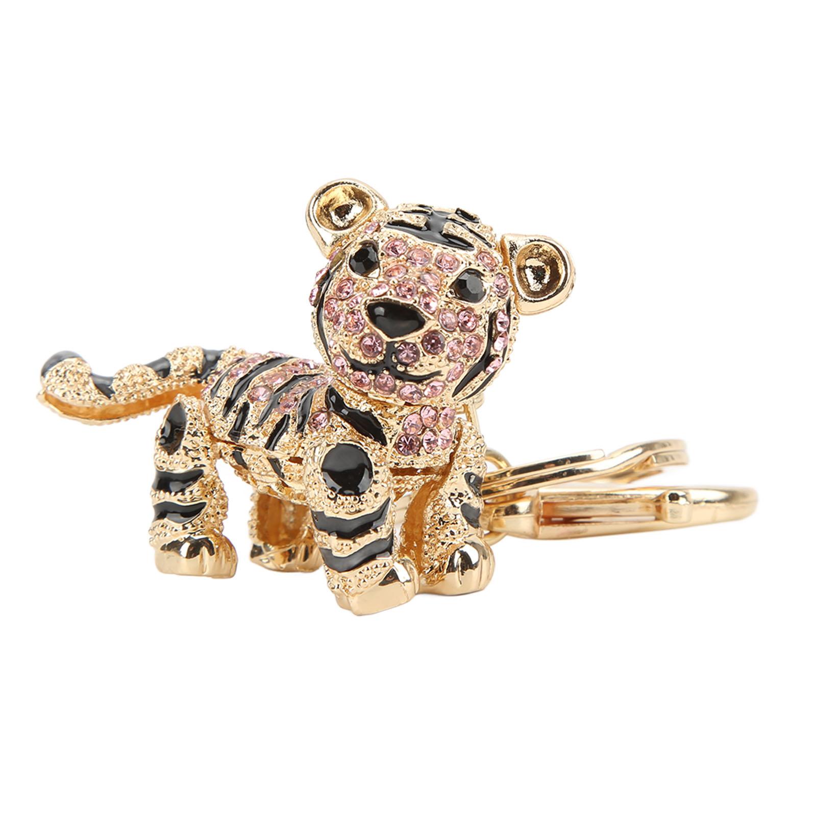 

Tiger Keychain Three Dimensional Small Tiger Rhinestone Car Keychain Ladies Bag Ornaments PendantPink розовый