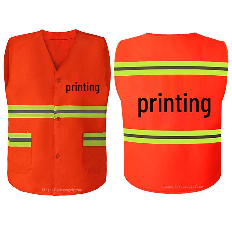 Multi-Pocket Reflective Vest for Sanitation & Construction with Printing