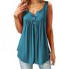 Tunica da donna con scollo a V senza maniche, con bottoni, plissettata, tinta unita, casual