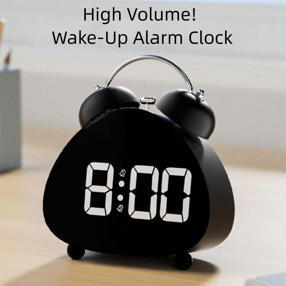 Vintage Multi-functional Bell Clock LED High Volume Electronic Alarm Clock Digital Snooze Digital LED Clocks Bedroom