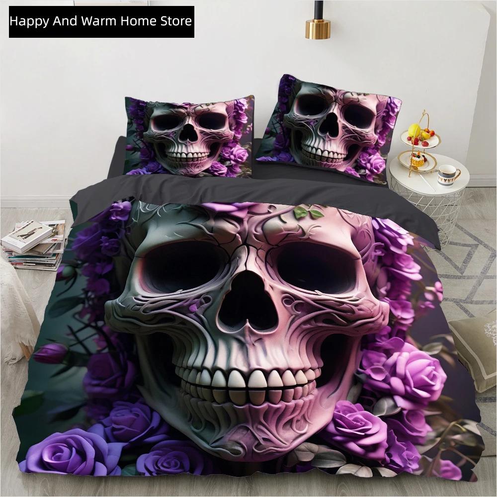 Comforter Skull Wedding Cartoon Comforter Sets Bedding Set Double Queen King Twin Full Size Boys Girls White