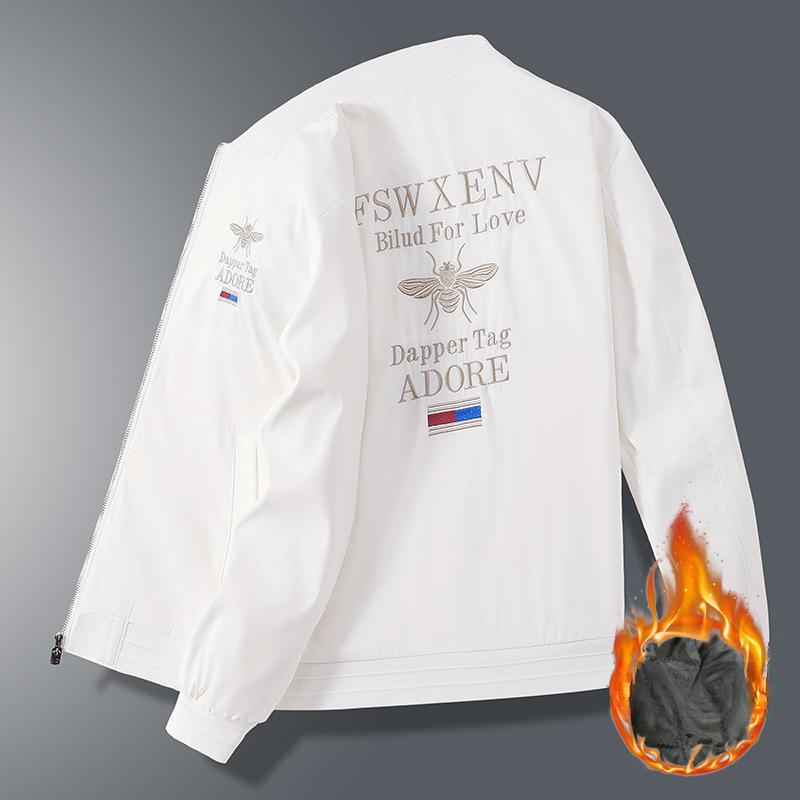 Jacket Men's Autumn and Winter High-end Casual Baseball Uniform Little Bee Embroidery Slim Fit Cotton Thickened Cold-resistant Warm Jacket