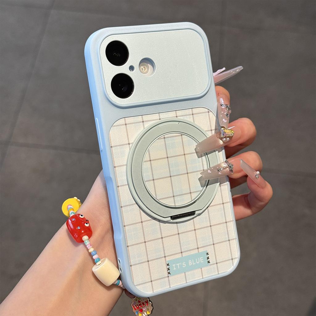 Color plaid rotating bracket is suitable for Apple 11promax mobile phone case iPhone11/11 simple large window