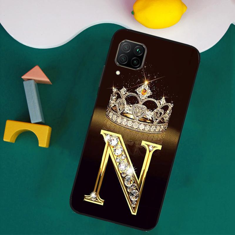 Letter Monogram Gold Marble For Huawei Nova Y73 Y72 Y70 Y90 Y60 Y61 Y91 12s 12i 11i 8i 9 10 SE P40 Lite P30 P60 Pro Case