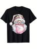 Unisex Christmas Graphic Tshirt Cool Santa Bubble Gum Heart Sunglasses Print Crew Neck Short Sleeve Xmas Tee For Unisex Unisex