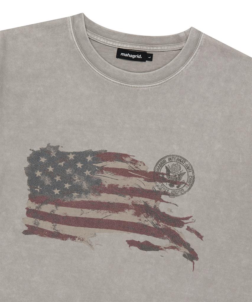 MAHAGRID Washed Flag Tee Beige(Mg2Gmmt542A)