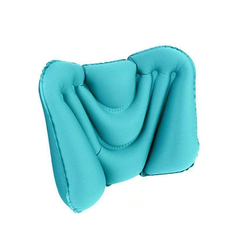 Upgraded Portable Pressurized Inflatable Lumbar Support Travel Pillow Foldable Neck Pillow for Home and Travel