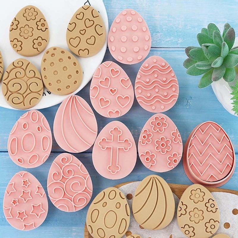 10 PCS Easter Series Cookie Cutter Plastic Material Pressable Biscuit Cutter Cookie Mould Biscuit Mold for Baking Lover