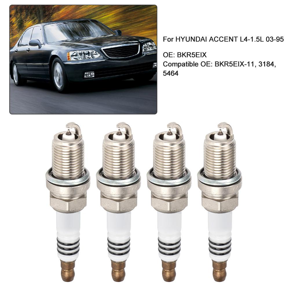 4pcs Spark Plugs Accessory Fits for HYUNDAI ACCENT L4 1.5L 03 95 BKR5EIX