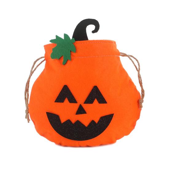 Reusable Halloween Bag Drawstring Pumpkin for Kids, Trick or Treat Candy Bag, Spooky Sack Non Woven Fabric Goodie Party Favors Favor