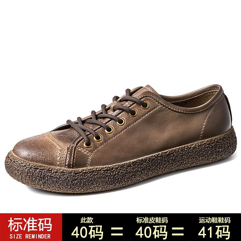 

Кожаные белые туфли Повседневная мужская обувь Британские ретро кожаные туфли Мужские туфли на шнуровке с мягкой подошвой Повседневная обувь для вождения Тренд 44 темно-коричневого