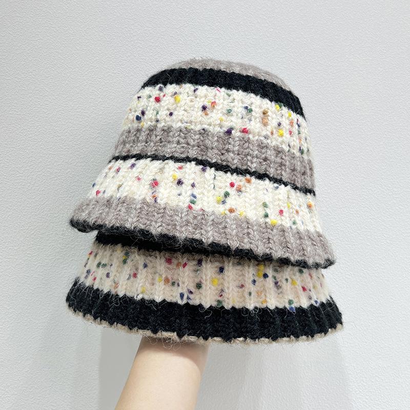 Dzianinowy Kapelusz Rybacki dla Kobiet Jesień i Zima Ciepła Ochrona Uszu Wszechstronny Kapelusz Bucket z Przędzy