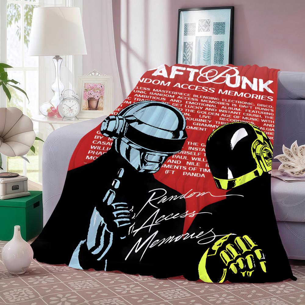 Band D-Daft Punk Throw Lightweight 240g Flannel Blanket Soft Skin-friendly for Summer Cooling