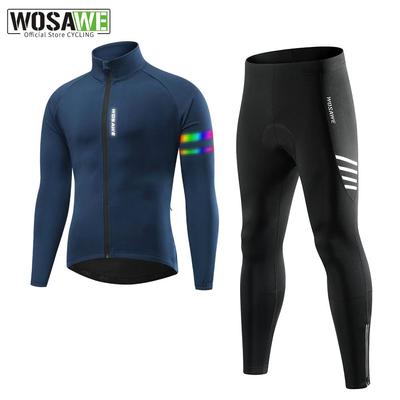 Ensembles de cyclisme hommes hiver veste thermique pantalon gel rembourré