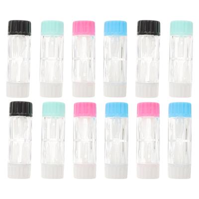 12Pcs Travel Lens Storage Container Portable Lens Barrel Case with Dual Compartment for Contact Lenses Soak Solution Separation