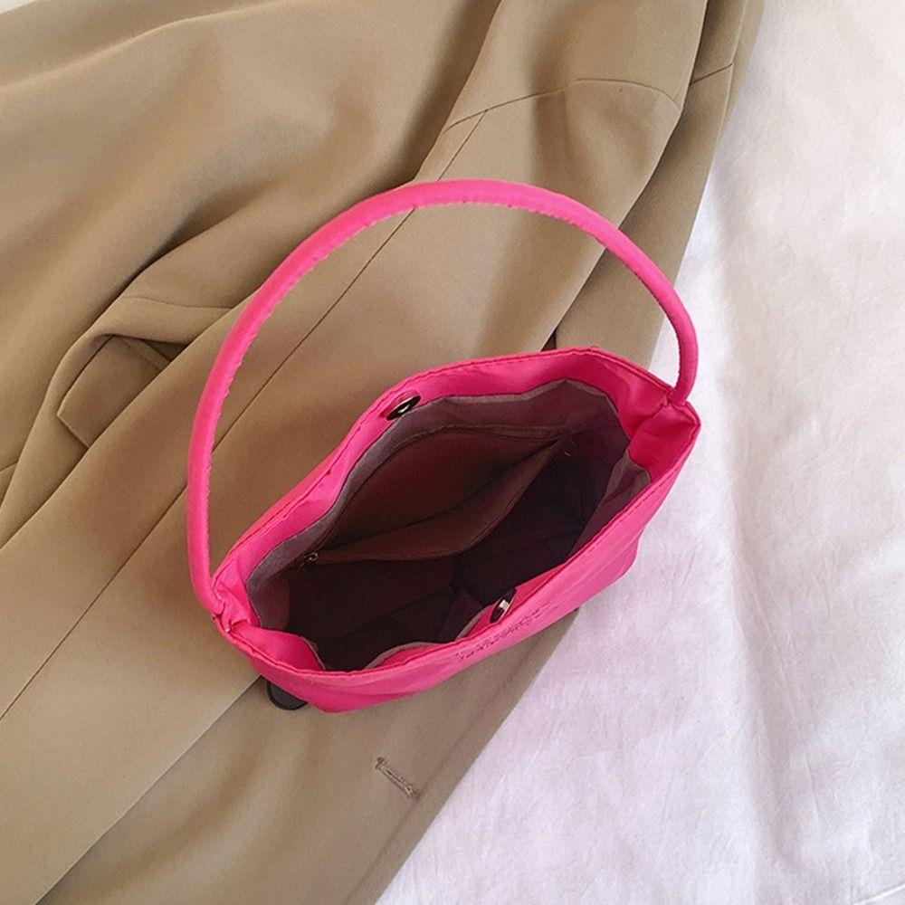 Tote Bag Embroidery Shoulder Bag Korean Style Nylon Bucket Bag Fashion Letter Underarm Bag  Travel