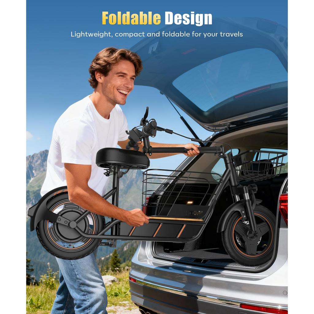 Scooter Elettrico per Mobilità con Sedile, Può Contenere Oggetti, Carrello della Spesa, Batteria al Litio, Disponibile a Magazzino negli USA e nel Regno Unito