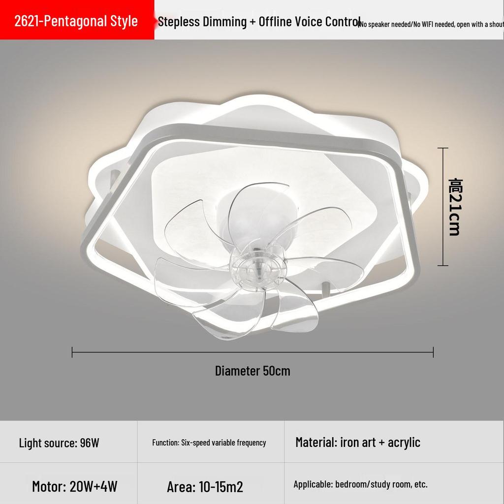 Smart Silent Ceiling Fan Light with Variable Frequency for Modern Bedrooms