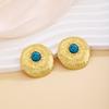 French Retro Irregular Flower Texture Stud Earrings, Medieval Light Luxury High-End Metal Style Fashion Temperament Earrings