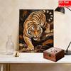 DIY Pearl Tiger Pattern 5D Rhinestone Art Kit for Adults Round Half Pearls Wall Decoration Handmade Craft Gift Frameless