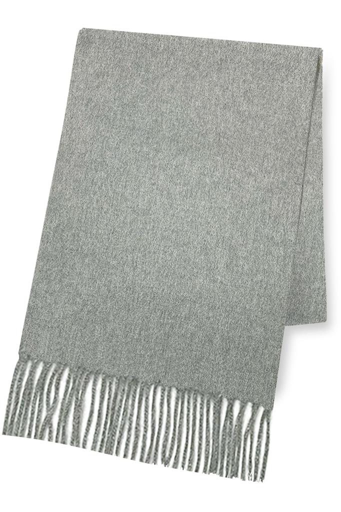 Vita Natur Premium Cashmere Large 35cm Wide Scarf X Solid Gray 100% (Unisex) (186cm 35cm)