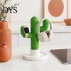 Schreibtisch-Unordnungsorganisator Kaktus Kopfhörerständer Und Uhrenhalter, mit Kabelspeicher für Kopfhörerablage, 3D-gedruckter Ausstellungsständer Ohrhörer