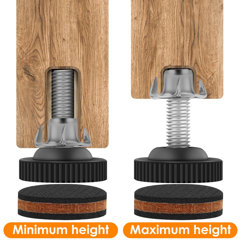 20Pcs Adjustable Furniture Levelers Furniture Legs Increased Height Anti-slip Foot Riser Sofa Table Chair Raiser Floor Protector