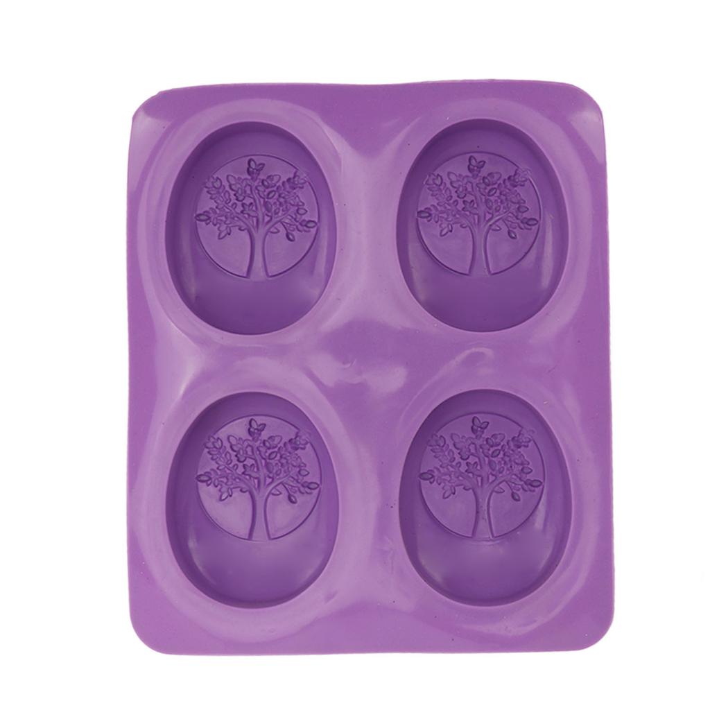 Soap Mold Silicone Material Purple 4 Patterns Flexible Soft Easy Demolding DIY Interesting Oval