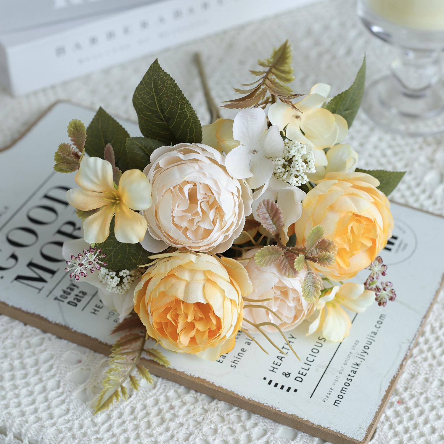 

1/3PCS Artificial Flowers Wedding Party Home Bedroom Decorations Bridal Bouquets Garden Fake Silk Peony Hydrangeas Vase Outdoor 1PC жёлтый