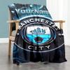 Manchester City Customize Text Blanket Gift Customizable Blanket Ultra-Soft Great for Chair Living Room Office Chair Couch All-Season Use