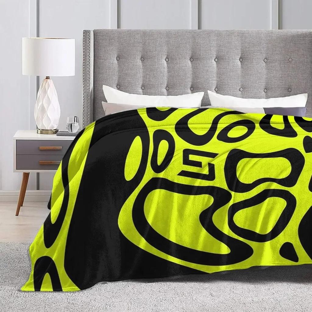 Abstract Art Neon Yellow & Black Pattern Blanket Cozy Soft Warm Flannel Throw Blanket for Sofa Bed Picnic Travel Home Decor