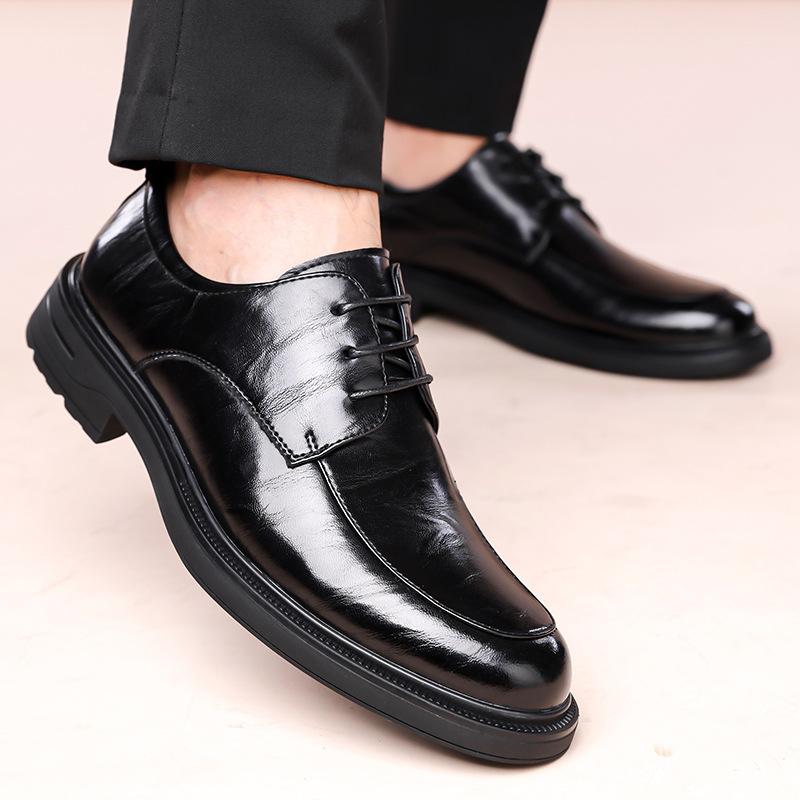 New Designer Black Lace Dress Shoes for Men Fashion Business Casual Shoes Male British Style Office Leather Shoe Man