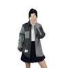 New TB women's shirt spring and autumn high-end casual versatile left and right color matching lapel zipper shirt jacket