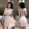 Fan Lei Sexy Deep V Backless Mesh Nightgown Loungewear