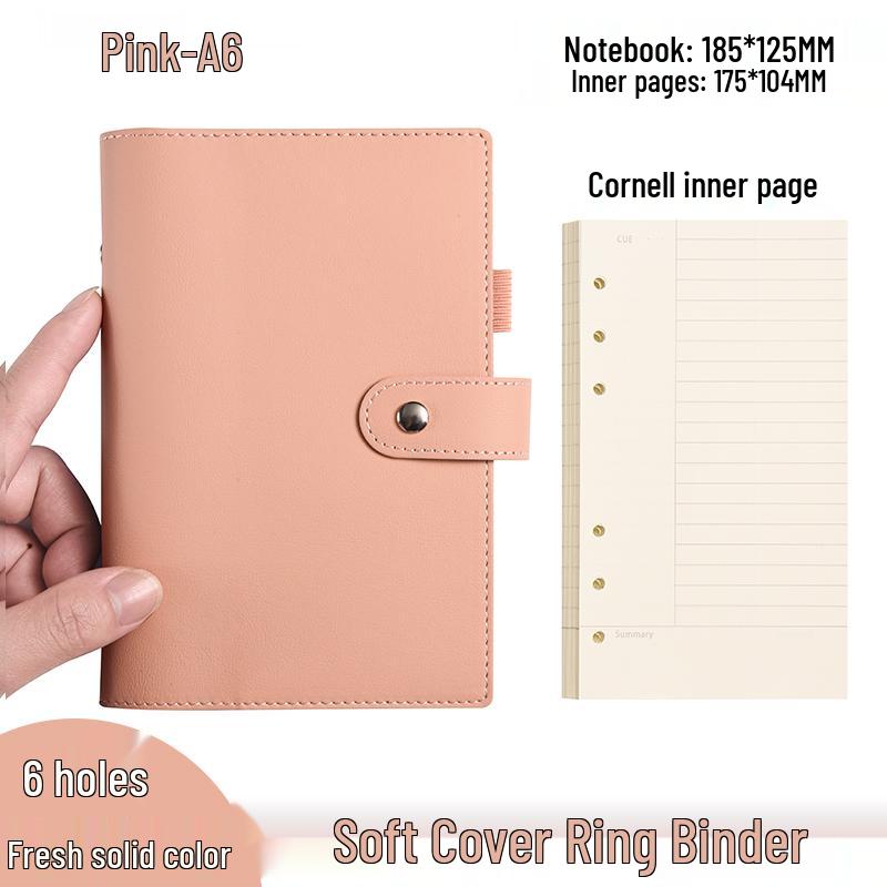 Minimalist A6 Soft Leather Ring Binder Planner Notebook