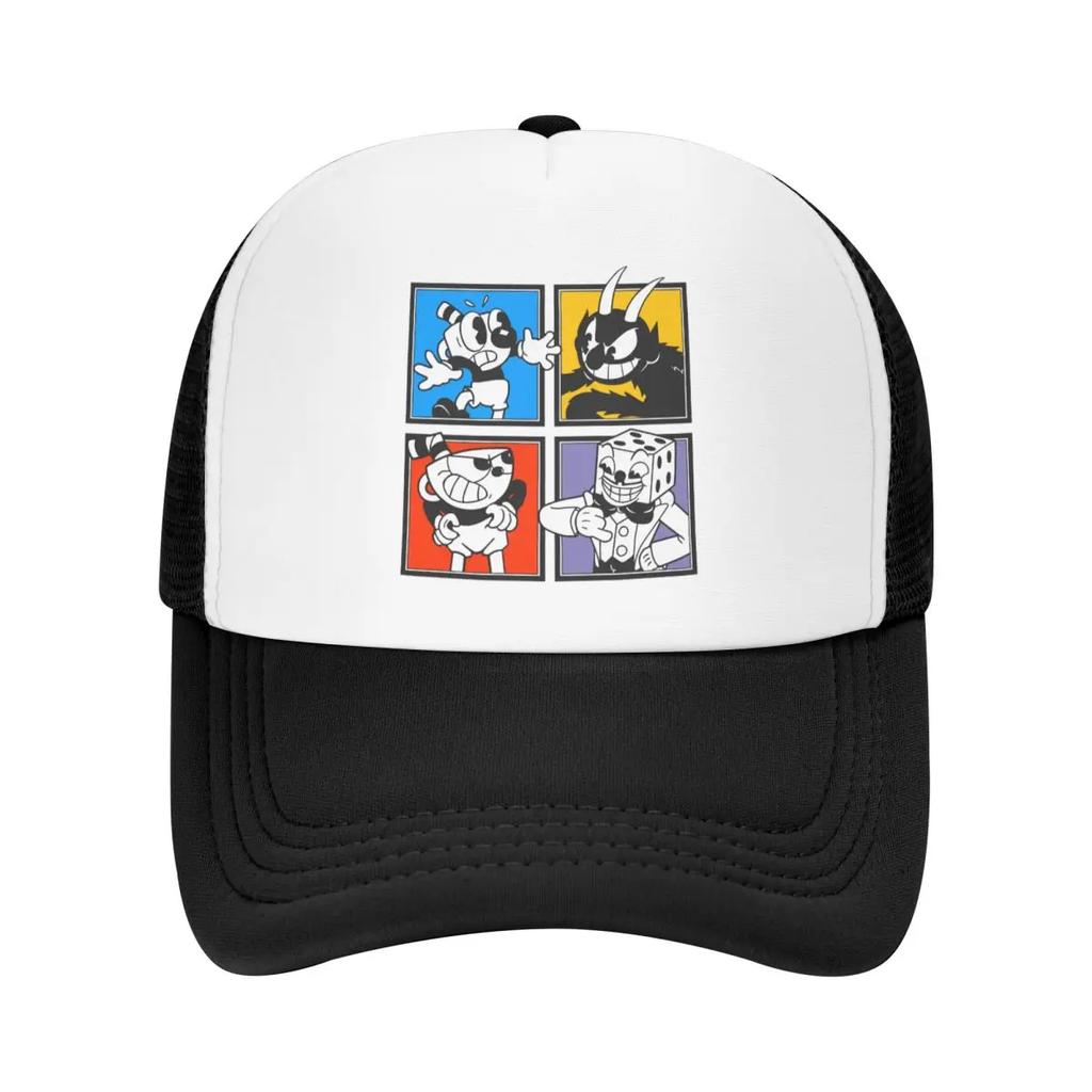 Personalized Cuphead Characters Trucker Hat Unisex Women Adjustable Adult Cartoon Game Baseball Cap Hip Hop Dad Hat