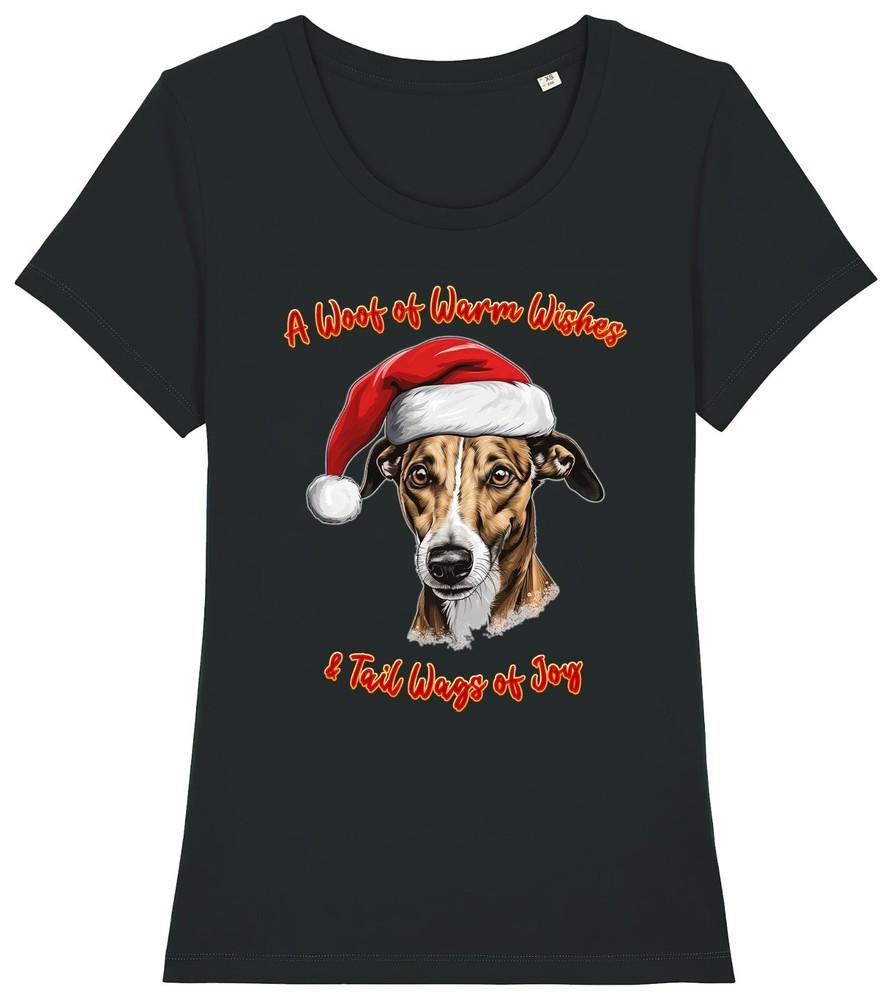 

Женская рождественская футболка с Грейхаундом, шапка Санты, собака, гав, пожелания, женская футболка, собаки 3XL