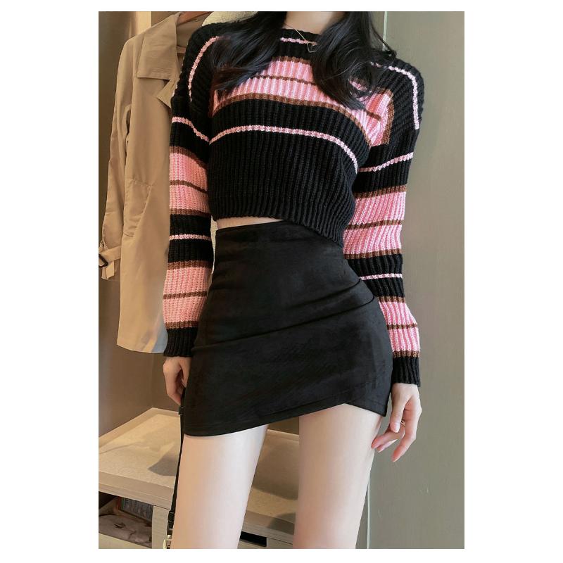 Hot Girl's New Style Deerskin Velvet Skirt with Irregular Pleats and Hip-covering to Prevent Exposure for Women