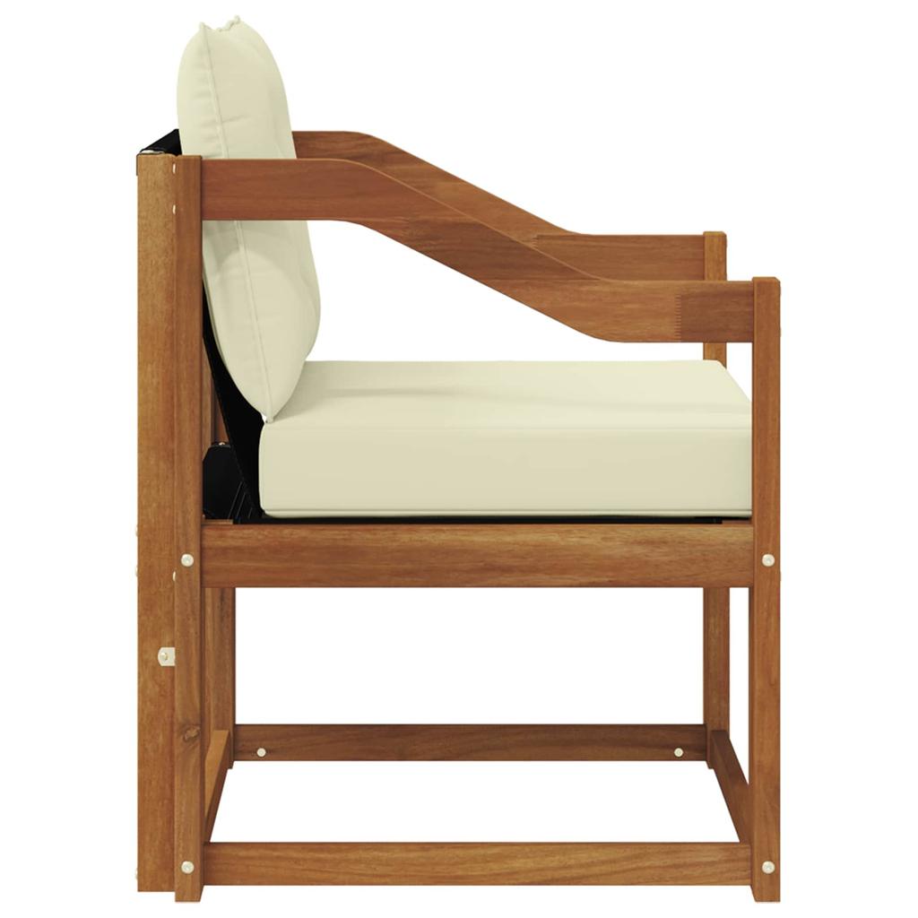 Outdoor Sofa Solid Acacia Wood Natural and Cream