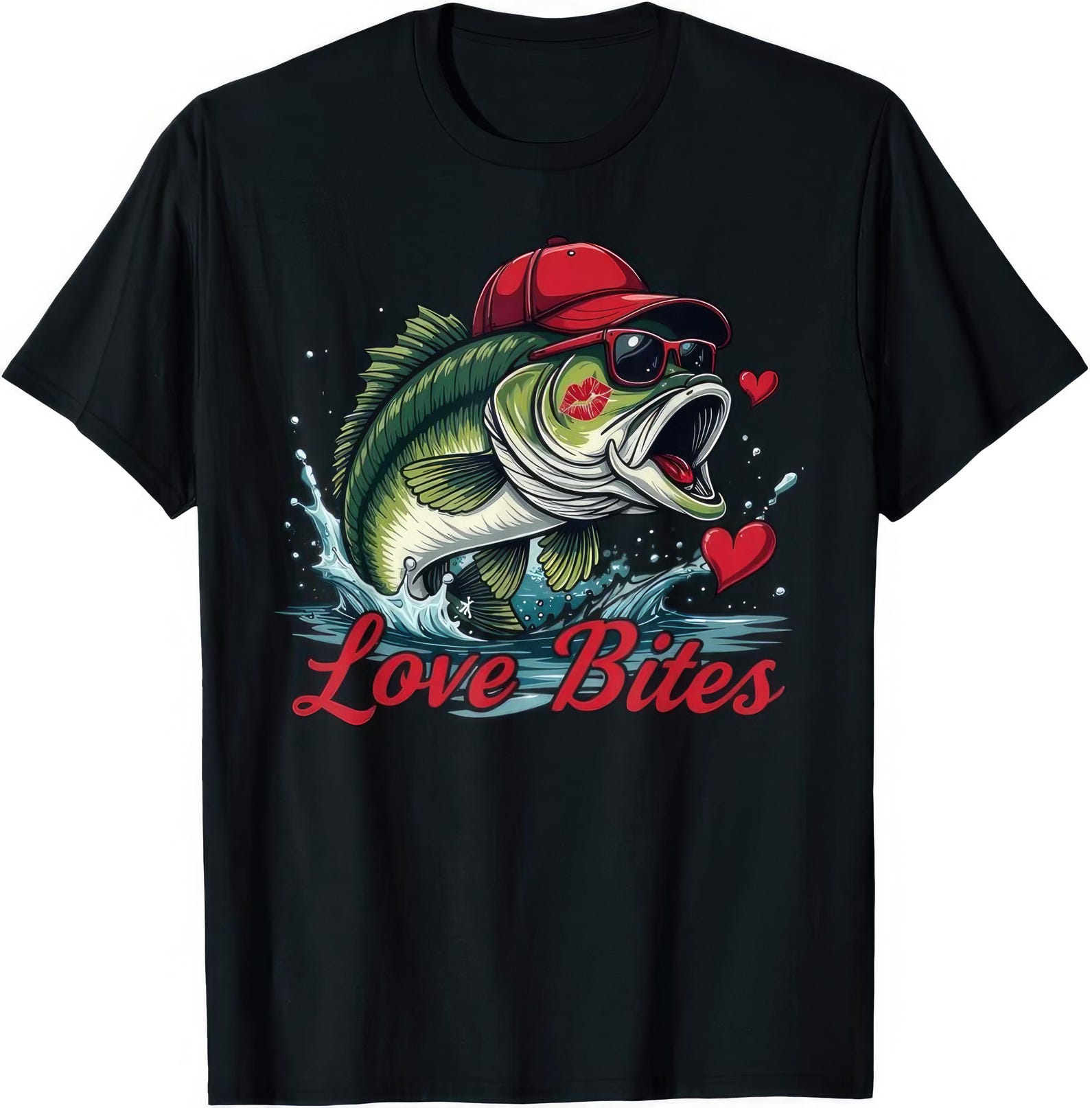 Love Bites Bass Fish Fishing T shirt 3XL