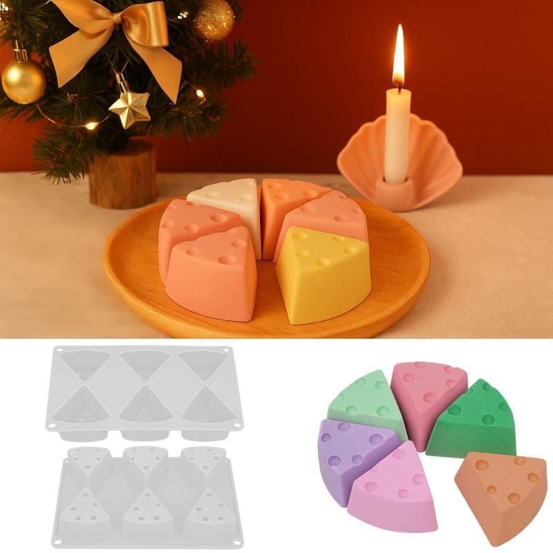 6 Cavity Triangles Cheese Silicone Mould for Craft Food Grade Heat Resistant Baking Tool Easy Release and Cleaning