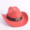 New western cowboy hat men's and women's wide-brimmed top hat bull head rivet belt buckle sun hat