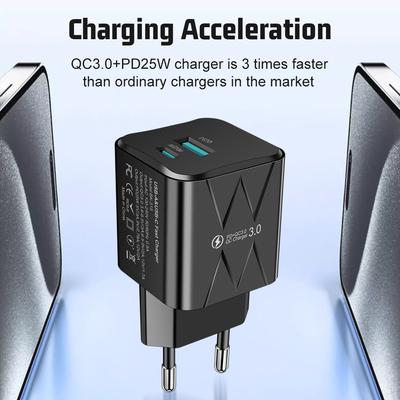 25W PD USB C Ladegerät USB Typ C Schnellladen für iPhone Samsung Xiaomi iPad Handyladegerät Quick Charge 3.0 Adapterstecker