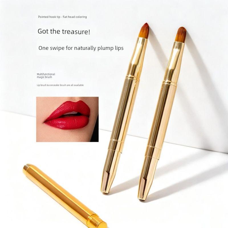 Retractable Blooming Makeup Artist Special Classy with Lid Lip Brush New Lip Brush (Single Head) 2 Pieces