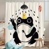 Cortina de Chuveiro de Sapo Desenho Animado Fofo - Design Divertido de Animal com Pato Amarelo, 70x70 Polegadas, Poliéster, Inclui Ganchos, Lavável à Máquina