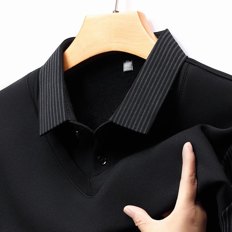 Men's High-End Business Casual Striped Long-Sleeve Polo for Spring & Autumn